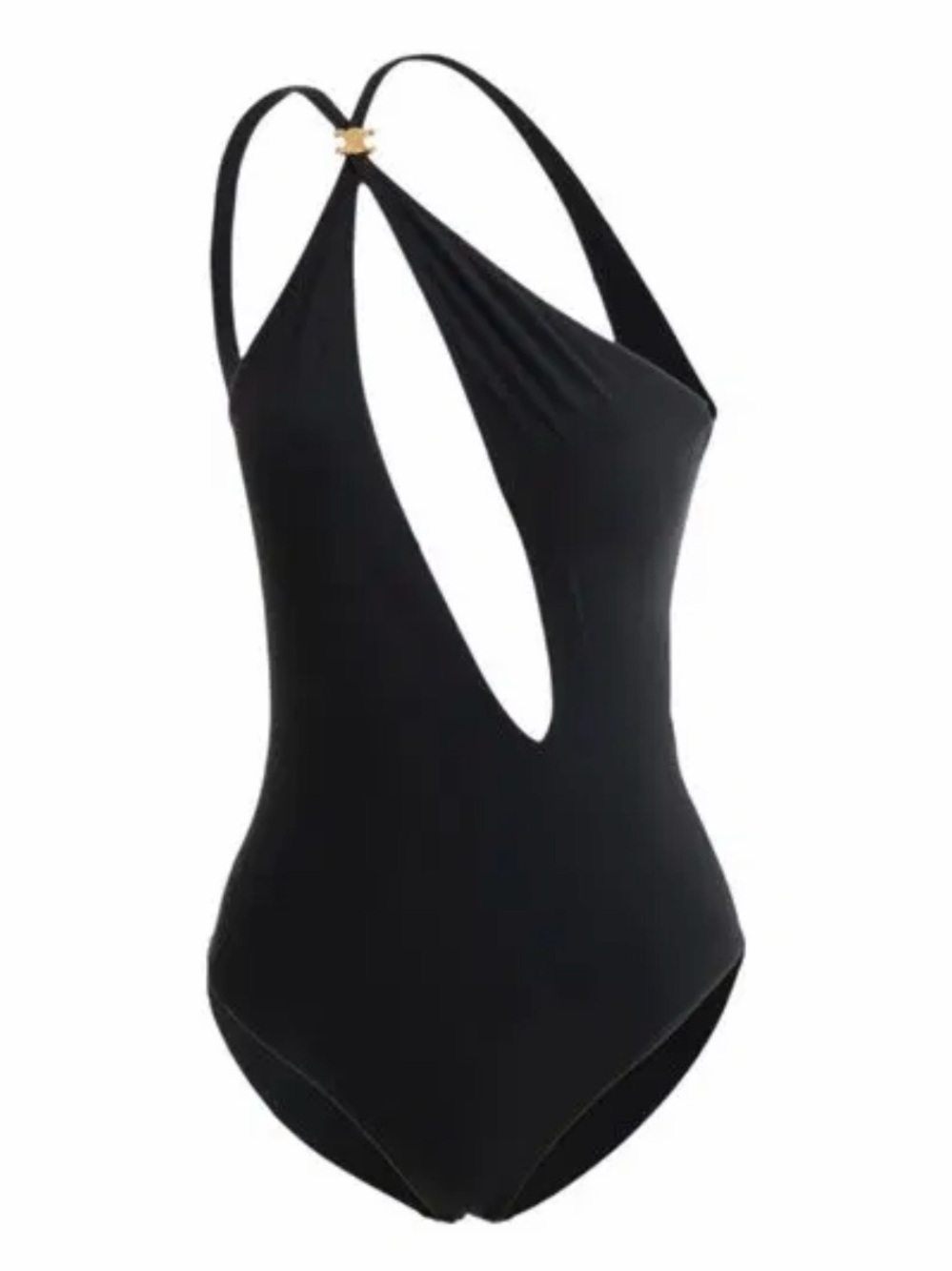 Black One-Shoulder Cutout Women's Swimsuit
